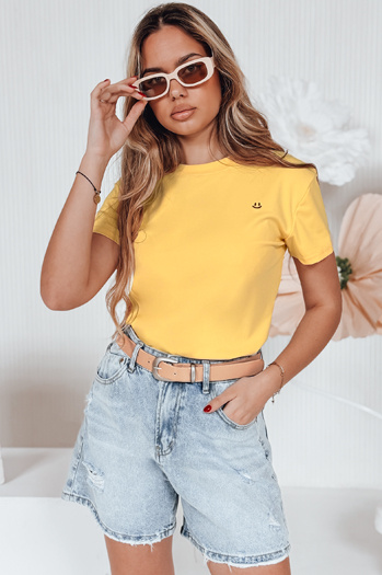 Ženska rebrasta majica SMILE FOR YOU rumena Dstreet RY2908