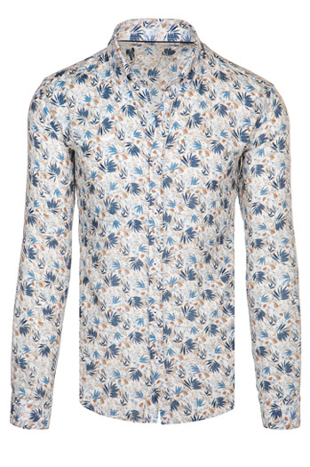 Moška cvetlična bela srajca Dstreet DX2634