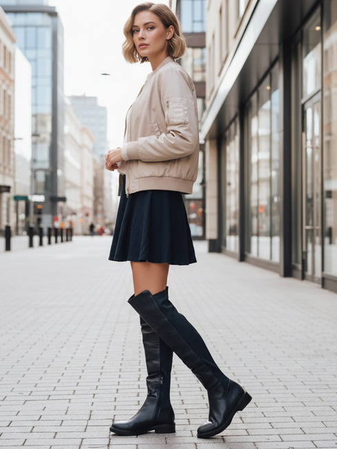 Ženski visoki škornji mornarsko modra Dstreet ZY1281