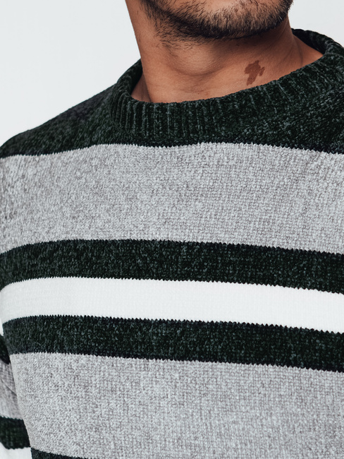 Moški črtast siv pulover Dstreet WX2262
