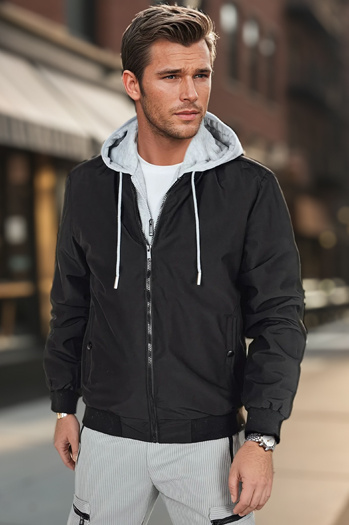 Moška bomber jakna s kapuco črna Dstreet TX5021