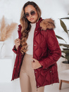 Ženska zimska jakna LUMORE prešita s kapuco bordo barve Dstreet TY5014