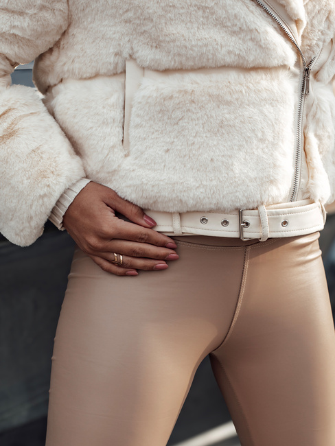 Ženska zimska krznena jakna SAVARA beige Dstreet TY4694