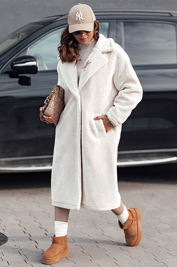 Ženski zimski plašč GLAMFUR long fur beige Dstreet TY4698
