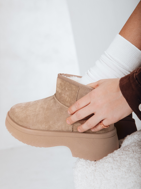 Ženski snežni škornji na debelem podplatu bež Dstreet ZY1289