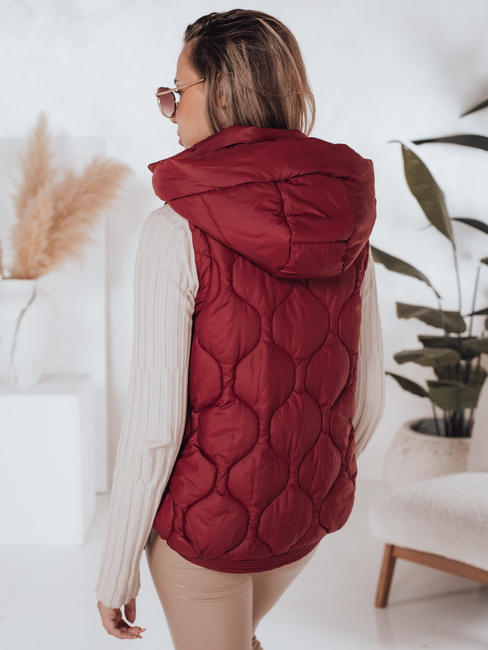 Ženski prešiti telovnik s kapuco MISSVEST burgundska Dstreet TY5017