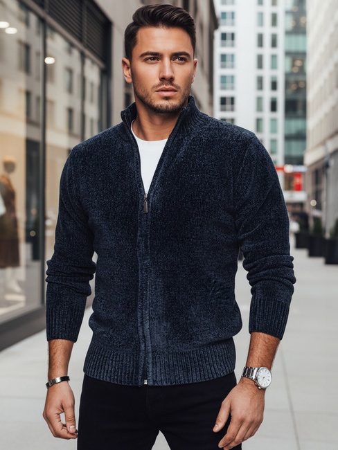 Moški pulover brez gumbov v mornarsko modri barvi Dstreet WX2227