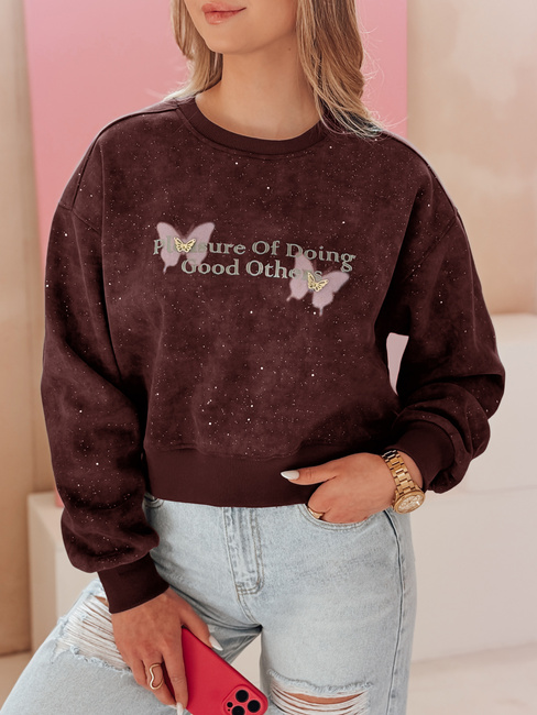 Ženska prevelika majica s kravato v barvi metulja SPARKI v bordo barvi Dstreet BY1405