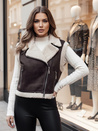 Ženski telovnik iz semiša z ovčjo kožo WOOLZIP kava Dstreet TY4746z