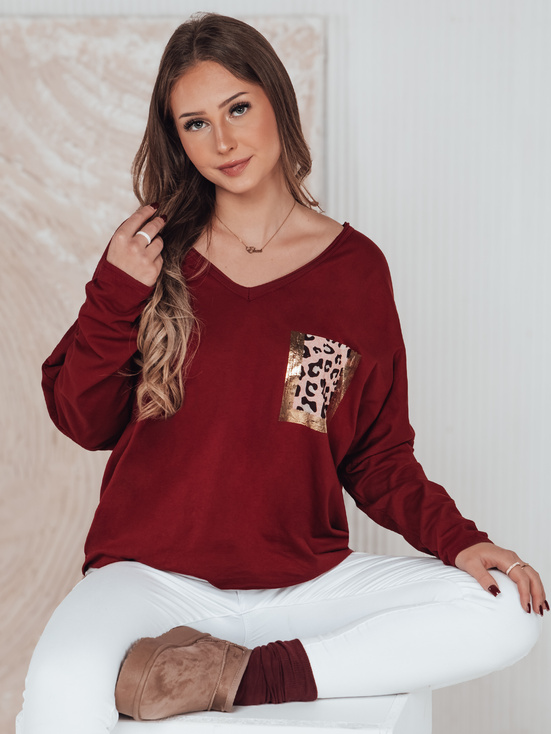 GLAMZONE ženska bluza s potiskom oversize bordo barve Dstreet RY2681