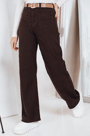 Kavbojke s širokimi nogavicami rjave barve Dstreet UY2842