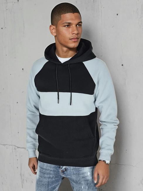 Moška osnovna majica s kapuco z modrimi in črnimi črtami Dstreet BX5900