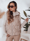 Ženski prešiti telovnik s kapuco MISSVEST dark beige Dstreet TY5021