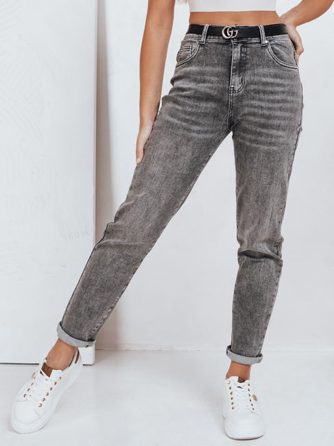 Ženske kavbojke mom fit sive barve Dstreet UY2751