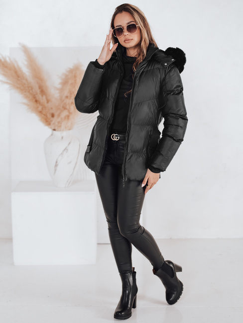 Ženska zimska prešita jakna s kapuco LOVELINA black Dstreet TY4981