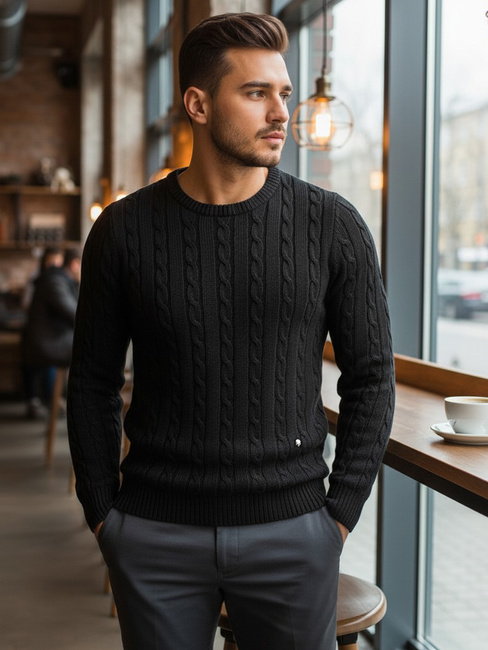 Moški klasičen pulover Barva Črna DSTREET WX1880