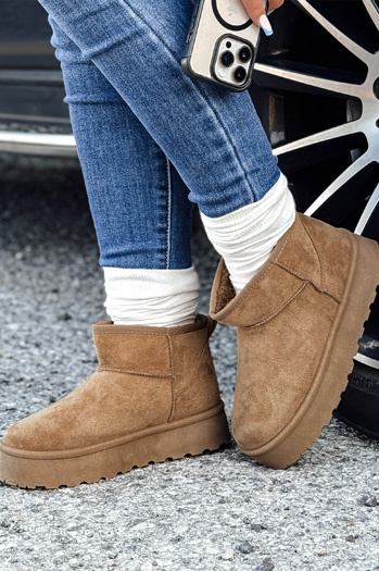 Ženski škornji s platformo, bež Dstreet ZY1066