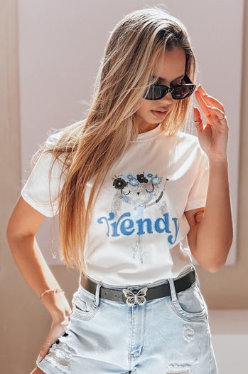 Ženska majica s potiskom TRENDY BUNNY bela Dstreet RY2906