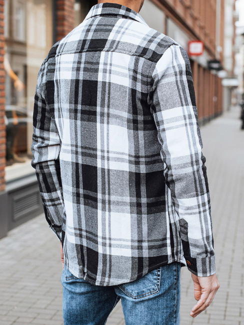 Moška črno-bela karirasta flanelasta srajca Dstreet DX2675