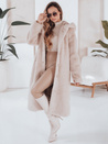 Ženski krznen plašč HELLOCHIC long beige Dstreet TY4987