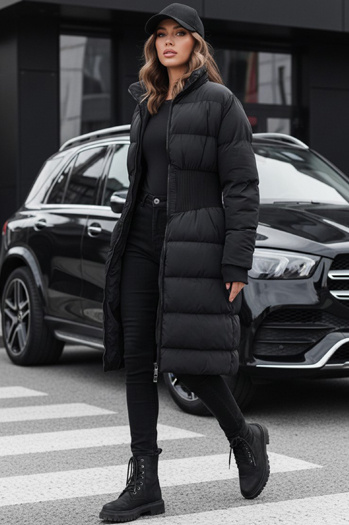 Ženska zimska dolga prešita jakna FABWARM black Dstreet TY4620