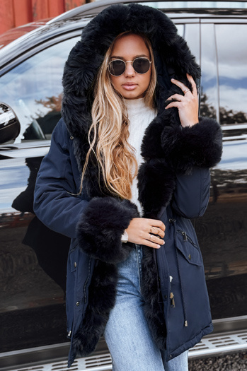 Ženska zimska jakna s krznom CHARMFUR black Dstreet TY4771