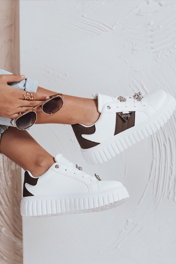 Ženske superge na platformi bele barve Dstreet ZY1058