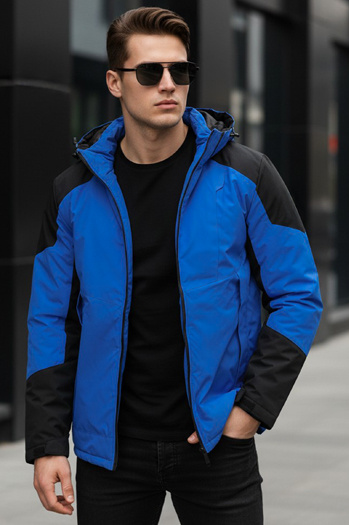 Moška zimska jakna s kapuco modra Dstreet TX5122