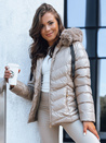 Ženska prešita zimska jakna s kapuco MIRIAL beige Dstreet TY3770