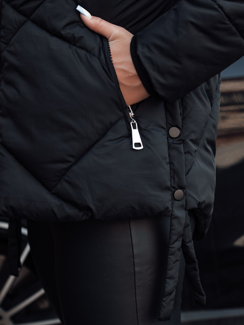 Ženska zimska jakna LESISI prešita s kapuco črna Dstreet TY4716