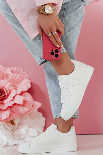 JUNOMI ženske superge na platformi bele barve Dstreet ZY0859