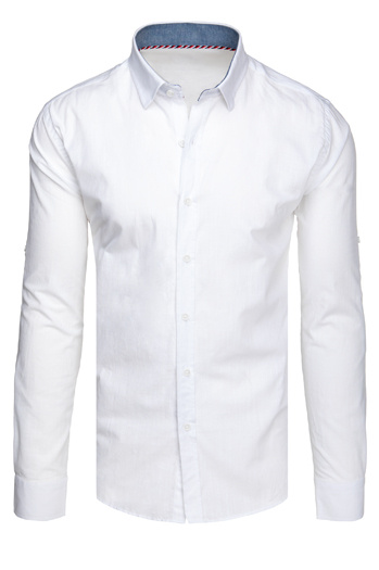 Moška pametna srajca z dolgimi rokavi bela Dstreet DX2669