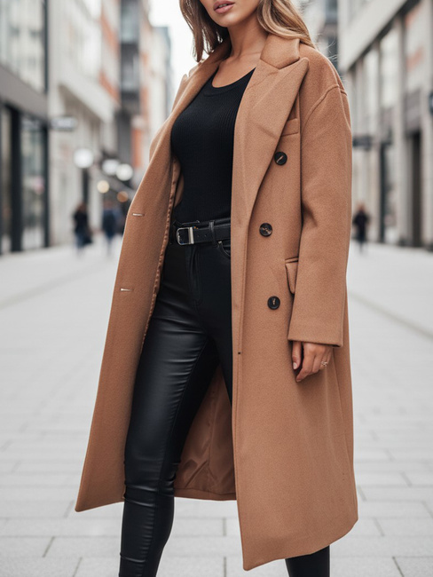 Ženski zimski plašč dolg prevelik kamelji Dstreet NY0766z