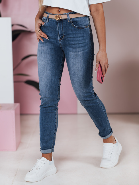 Ženske jeans hlače tankega kroja srednje FLEXI mornarsko modra Dstreet UY2389
