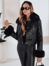 Ženska usnjena jakna ramones s krznom black Dstreet TY5207