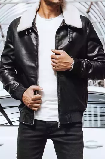 Moška usnjena jakna črna Dstreet TX4233
