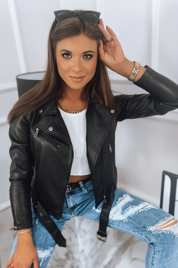 Ženska usnjena jakna NETI črna Dstreet TY2876