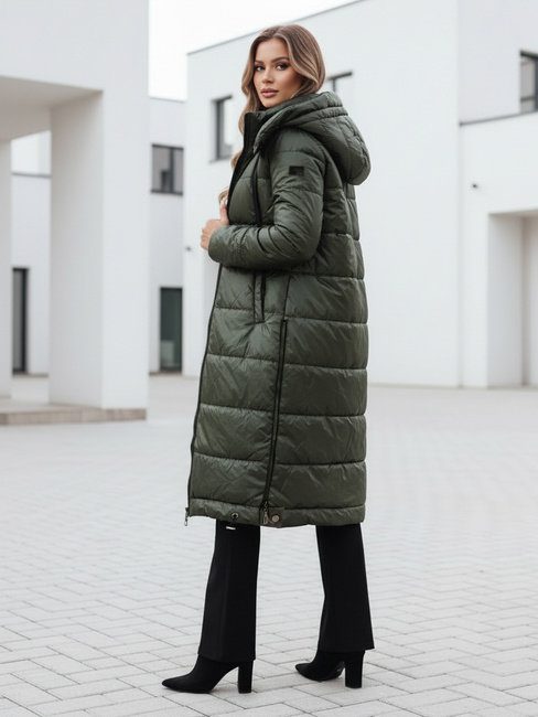 Ženska prehodna jakna ORVITA prešita s kapuco zelena Dstreet TY5025