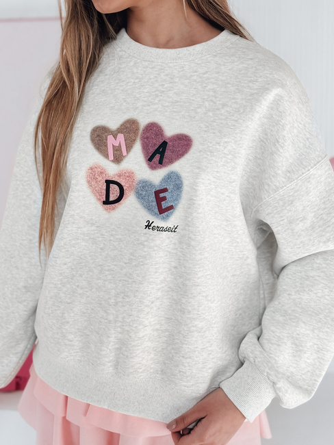 Ženska prevelika majica s srčki MADELIN siva Dstreet BY1459