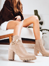Ženski semiš škornji s peto, bež Dstreet ZY1265