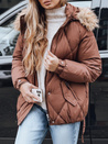 Ženska zimska prešita jakna s kapuco rjave barve Dstreet TY5231