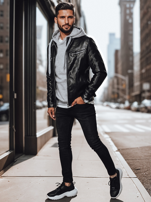 Moška usnjena jakna črna Dstreet TX4330