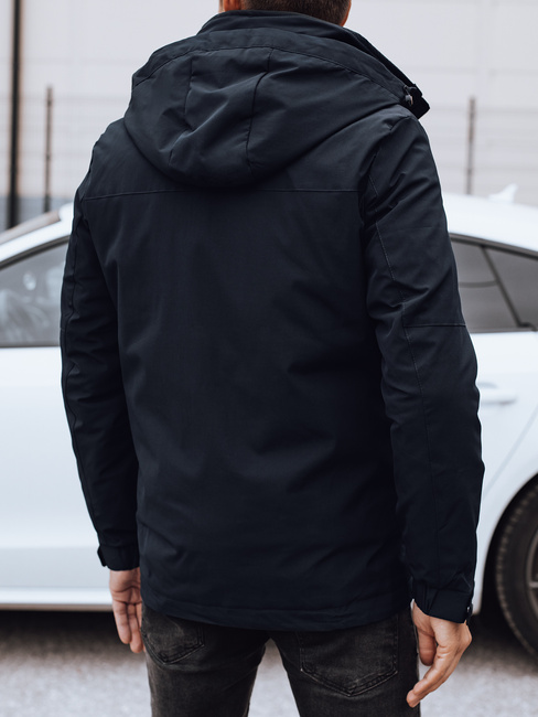 Moška zimska jakna s kapuco mornarsko modra Dstreet TX4907