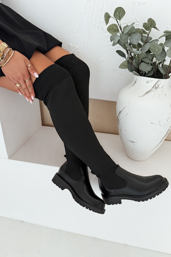 Ženski škornji nad koleni črne barve Dstreet ZY1006