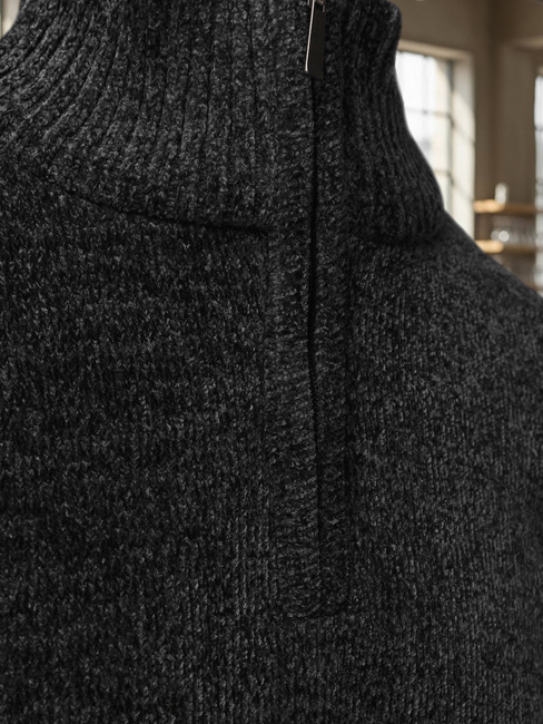 Moški pulover s pokončnim ovratnikom temno sive barve Dstreet WX2351