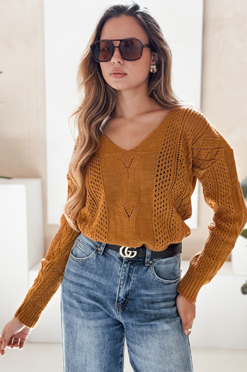 Ženski dolgi pulover DARIA Barva gorčična  DSTREET MY1727