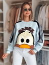 Ženska prevelika majica z našitki CUTE MAKEX modra Dstreet BY1490_1