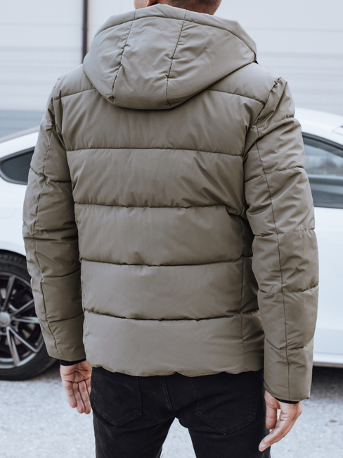 Moška prešita zimska jakna s kapuco bež barve Dstreet TX5065