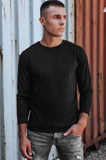 Moška črna majica z dolgimi rokavi Dstreet LX0577