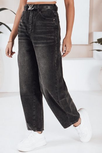 Ženske kavbojke balonastega kroja črne barve Dstreet UY2743